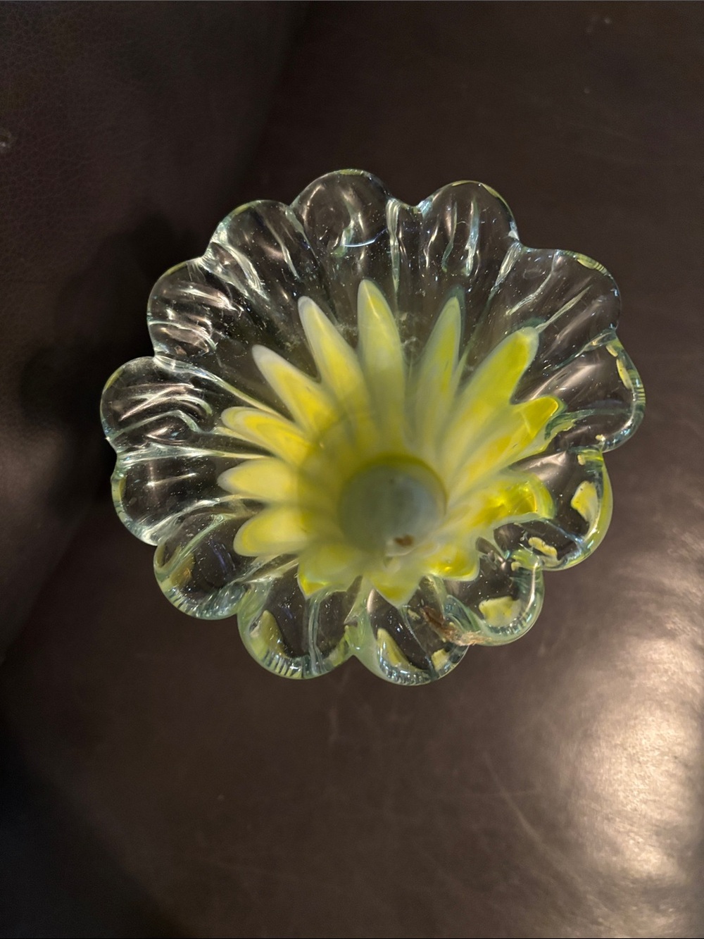 Handblown Yellow and White Art Glass Vase - Home Accents - Picture 4 of 5